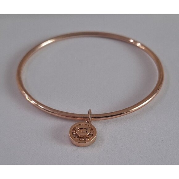 EUC Coach Rose Gold-Tone Bangle Bracelet Ww/  Logo  Charm - Picture 5 of 7
